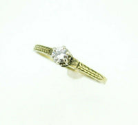 Art Deco 14k Yellow Gold Genuine Natural Diamond Engagement Ring .15ct (#J962)