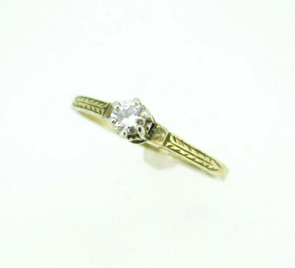 Art Deco 14k Yellow Gold Genuine Natural Diamond Engagement Ring .15ct (#J962)