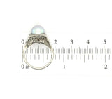 18k White Gold Art Deco 8mm Pearl Filigree Ring (#J5450)