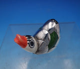 Mexican Silverplate and Pottery Figurine Duck 1 1/2" x 2" x 1 1/8" (#6836-2)