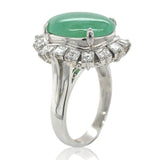 Platinum GIA A Jadeite Jade Ring with 1.36cttw in Diamonds Size 7 (#J6910)
