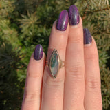 10k Yellow Gold Handwrought Genuine Natural Moss Agate Ring Size 5 (#J6580)