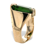 14k Yellow Gold Modern Custom Green Genuine Natural Tourmaline Ring 6 (#J7315)