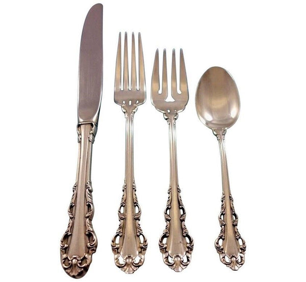 Dresden Scroll by Lunt Sterling Silver Flatware Set for 8 Service 32 pieces