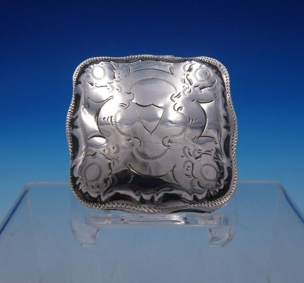 Dutch Sterling Silver Box Square Hand Engraved .84 ozt. 1/2" x 2" (#4939)