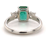Platinum 3-Stone Ring 1.86 Carat Genuine Emerald w/ Diamonds GIA Report (#J7418)