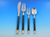 Tucano Black Gold Accent Sasaki Japan Stainless Steel Flatware Set Service 50 pc