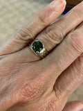 10k Yellow White Gold Men's 1.58ct Green Genuine Natural Tourmaline Ring (#5282)