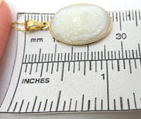 14k Yellow Gold Carved Genuine Natural Opal Cameo Pendant (#J3796)