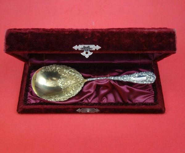 Chrysanthemum by Durgin Sterling Silver Berry Spoon in Fitted Box 9 3/8" Serving