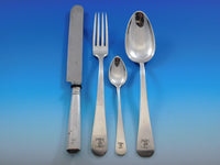 750 Silver (Unknown) Flatware Set Service 50 Pieces Fitted Box T Mono Vintage