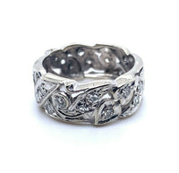 14k White Gold Pierced Genuine Natural Diamond Eternity Band Size 6 (#J5160)