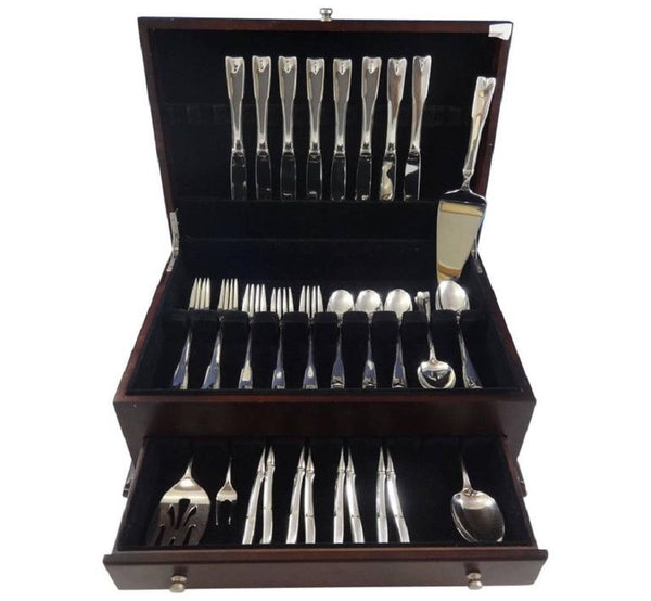 Colonial Theme by Lunt Sterling Silver Flatware Set For 8 Service 52 Pieces