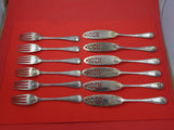 Martin Hall and Co English Victorian Sterling Silver Fish Set 12pc w/Pcd Fish BC