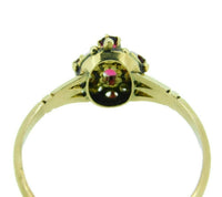 10k Yellow Gold Victorian Red Glass and Seed Pearl Ring (#J4773)