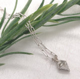 14k White Gold Necklace with Custom Cut 1/2 ct Genuine Diamond Pendant (#J7609)