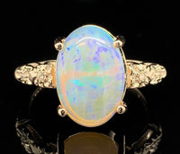 14k White Gold 3.97 Carat Australian Genuine Natural Opal Ring Size 7.25 #J6575