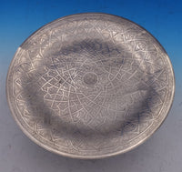 Egyptian .900 Silver Serving Plate with Medallion in Center Black Detail (#8548)