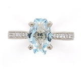 14k Gold Ring w/ Specialty Cut Genuine Natural Aquamarine Hand Engraved (#J6547)