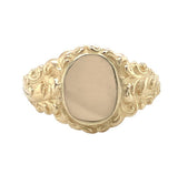 14k Yellow Gold Men's Signet Ring w/ Fancy Scrollwork Size 8.75 Jewelry (#J6791)
