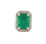 Platinum 1.28cttw Fine Genuine Natural Emerald and Diamond Stud Earrings #J6995