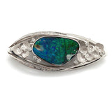 Platinum Australian Black Boulder Opal and Diamond Pin Pendant Flowers (#J6447)