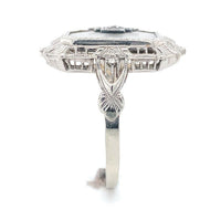 14k Gold Filigree Genuine Natural Rock Crystal Diamond Ring Size 8.75 (#J6498)