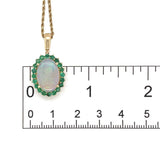 14k Yellow Gold 2.83 Carat Australian Genuine Opal Pendant w/ Emeralds (#J7450)