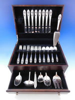 Silver Iris by International Sterling Silver Flatware Set for 8 Service 39 pcs