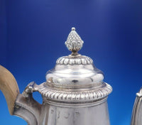 English Georgian Sterling Silver Tea Pot Wood Handle Pineapple Finial (#3961)