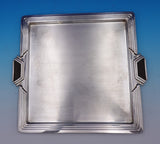 Ricci Silverplate Tray Square Interior with Wood Inlay Handles Art Deco (#9014)