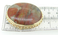 Large 10k Yellow Gold Oval Genuine Natural Agate Pin / Pendant (#J4256)