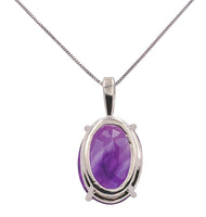 14k White Gold 12.52 Carat Oval Cut Genuine Natural Amethyst Pendant (#J7190)