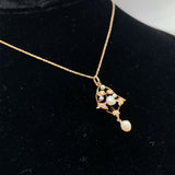 14k Yellow Gold Freshwater River Pearls Lavaliere Pendant (#J5462)