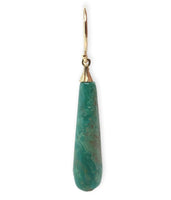 14k Yellow Gold 16.90 Carat Genuine Tyrone Turquoise Briolette Earrings (#J7140)