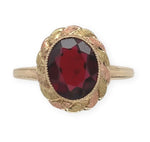 10k Yellow and Rose Gold Red Synthetic Lab-Created Spinel Ring 10.25 (#J7086)