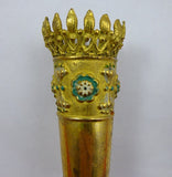 Gilt Bronze Tussie Mussie Posey Posy Holder with Green and White Enamel (#J1290)