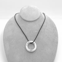 Christofle Sterling Idole de Christofle Pendant Necklace on Black Cord (#J6195)