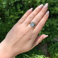 9k Yellow Gold Men's Signet Ring with Hand Engraved Detail Size 9.5 (#J6792)