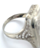 14k Gold Filigree Genuine Natural Rock Crystal Diamond Ring Size 5 (#J6496)