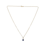 14k Yellow Gold 1.84 Carat Blue Genuine Natural Sapphire Diamond Necklace #J7431