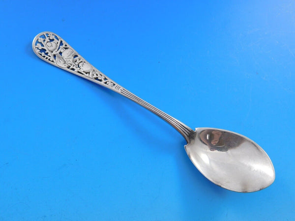 Pierced Handle by Tiffany Sterling Silver Ice Cream Spoon w/ birds & chicks 6"