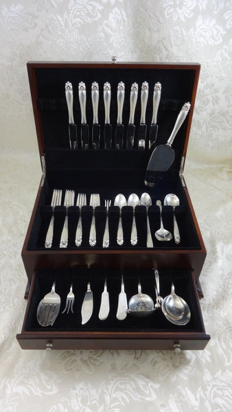 King Christian by Wallace Sterling Silver Flatware Set For 8 Service 74 Pieces