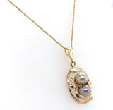 14k Yellow Gold Cultured Pearl Pendant with Chain Contemporary Jewelry (#J6225)