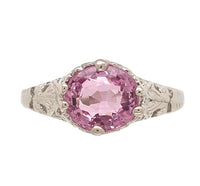 14k White Gold Filigree 1.39 Carat Pink Genuine Natural Spinel Ring (#J7153)