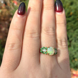 14k Yellow Gold Ring with Australian Opals and Green Tsavorite Garnets (#J6457)