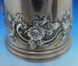 European Sterling Silver Tea Pot with Repousse and Chased Flowers Rattan (#6834)