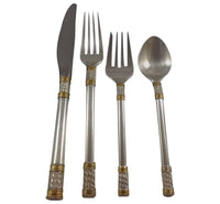 Aegean Weave Gold by Wallace Sterling Silver Flatware Set 6 Service 24 Pieces