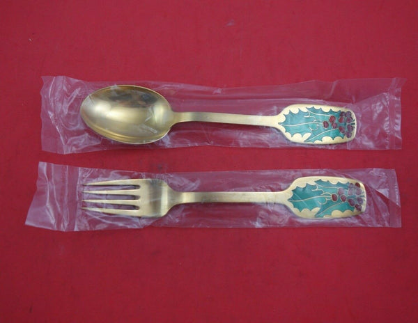 Christmas by A. Michelsen Sterling Silver Fork and Spoon Set 2pc 1946 Holly