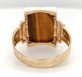 10k Gold Men's Ring w/ Genuine Natural Tiger's Eye Double Warrior Cameo (#J6635)